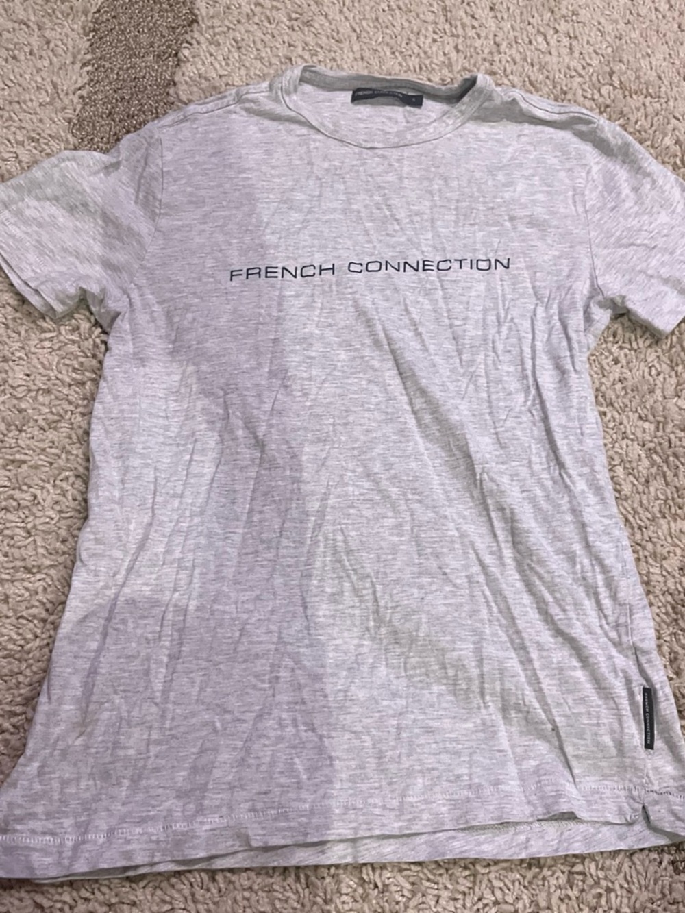 French Connection Light Gray Logo Short Sleeve Tee